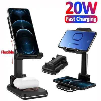 20w 2 in 1 kabelloser Schnell ladest änder faltbares Laden Tablet Telefon Schreibtisch halter Dock für iPhone 14 13 Pro Max Samsung Airpods