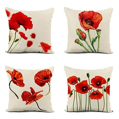 Nordic moderne rote blumen leinen kissen sofa kissen abdeckung hause dekoration kann angepasst Image