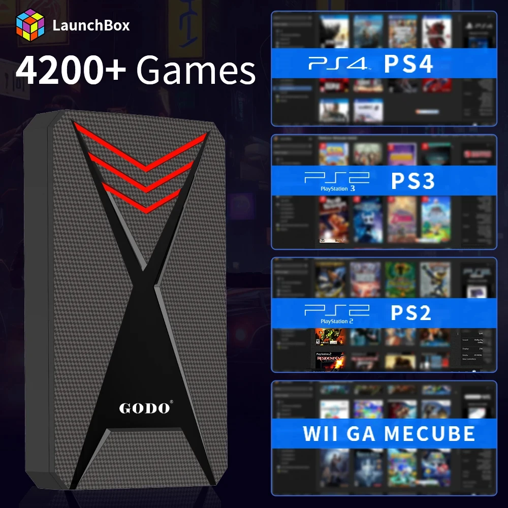Launchbox 2T HDD Retro-Spielkonsolen für PS4/PS3/Gamecube/PS2/Wii/Wiiu/Sega Saturn/SNES mit über 4200 Spielen für Windows PC/Laptop