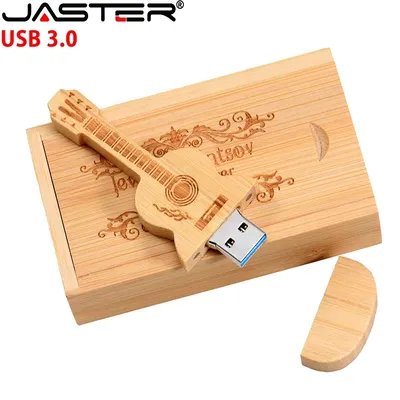 Jaster Holz gitarre USB 3,0 Flash-Laufwerke 128GB kostenlos benutzer definierte Logo Pen Drive 64GB Image