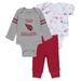 Newborn & Infant WEAR by Erin Andrews Gray/Cardinal/White Arizona Cardinals Three-Piece Turn Me Around Bodysuits Pant Set