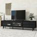 TV Stand with Sliding Fluted Glass Doors, Slanted Drawers Media Console for TVs Up to 75", TV Cabinet with Storage Space