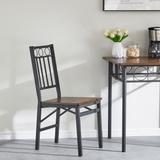 Folding Retro Dining Chair with Metal Frame and Wooden Seat