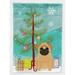 Merry Christmas Tree Pug Brown Flag Canvas House Size