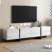 White & Black TV Stand, Unique Style TV Console Table for TVs Up to 80'', Modern TV Cabinet with High Gloss UV Surface