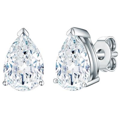 Lulu & Jane Ohrstecker Tropfen Messing verziert mit Kristallen von Swarovski® in Silber 11,0 mm Damen Image