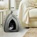 Cat Pet Bed Igloo Soft Indoor Enclosed Covered Tent & House for Cats Kittens & Small Pets with Removable Cushion Pad - Gray