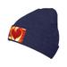 ZICANCN Fire Heart Knit Beanie Hat Winter Cap Soft Warm Classic Hats for Men Women Navy Blue