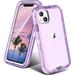 ORIbox for iPhone 14 Case for iPhone 13 Case Purple [10 FT Military Grade Drop Protection] Transparent Heavy Duty Shockproof Anti-Fall Case for iPhone 14/13 Phone Case 6.1 3 in 1 Crystal Purple