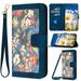 Phone Case for iPhone 13 Pro Wallet Cover with Crossbody & Wrist Strap Elegant PU Leather Flip Flower Pattern Kickstand Credit Card Holder Phone Case Cover for iPhone 13 Pro Darkblue