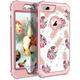 LONTECT for iPhone 8 Plus Case iPhone 7 Plus Case Floral 3 in 1 Heavy Duty Hybrid Sturdy High Impact Shockproof Protective Cover Case for Apple iPhone 8 Plus/iPhone 7 Plus Pineapple/Rose Gold