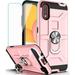 YmhxcY Galaxy A01 Case with HD Screen Protector 360 Degree Rotating Ring Kickstand Holder Dual Layers of Shockproof Phone Case for Samsung Galaxy A01 5.7 -ZS Rose Gold