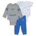 Newborn & Infant WEAR by Erin Andrews Gray/Powder Blue/White Los Angeles Chargers Three-Piece Turn Me Around Bodysuits Pant Set