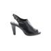 Life Stride Heels: Slingback Chunky Heel Cocktail Party Black Print Shoes - Women's Size 7 - Peep Toe