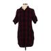 Madewell Casual Dress - Shift Collared 3/4 sleeves: Burgundy Print Dresses - Women's Size 2X-Small