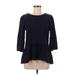 Ann Taylor LOFT 3/4 Sleeve Blouse: Black Tops - Women's Size Medium