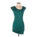 Tea n Rose Casual Dress - Mini: Teal Solid Dresses - Women's Size Medium