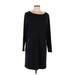 Gap Casual Dress - Shift Scoop Neck Long sleeves: Black Print Dresses - Women's Size Large