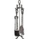 MAISONICA Iron Heavyweight 5 Pce Hand Turned 60cm Companion Set Fireside Fire Tools Wrought Iron