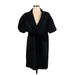 Thread Social Cocktail Dress - Shift Plunge Short sleeves: Black Print Dresses - Women's Size 4