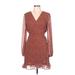 Sugarlips Casual Dress - Wrap V-Neck Long sleeves: Burgundy Polka Dots Dresses - Women's Size Large