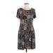 Connected Apparel Casual Dress - Shift: Brown Baroque Print Dresses - Women's Size 8 Petite