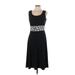 Perceptions Casual Dress - A-Line: Black Graphic Dresses - Women's Size 10