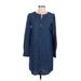 Ann Taylor LOFT Casual Dress - Shirtdress: Blue Dresses - Women's Size Small