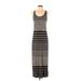 Michael Stars Casual Dress - Midi: Black Stripes Dresses - Women's Size Small