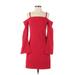 Elliatt Cocktail Dress - Mini Square 3/4 sleeves: Red Print Dresses - Women's Size X-Small