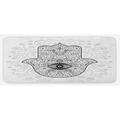 Black 0.1 x 19 x 47 in Kitchen Mat - East Urban Home Divine Protection Luck Charm On Gentle Floral Spring Backdrop White Black Gray Kitchen Mat, | Wayfair