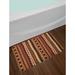 East Urban Home Tribal Ethnic African Pattern Stripes w/ Abstract Details & Cultural Ornaments Non-Slip Plush Bath Rug in Brown | Wayfair