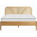 Pack lit 160x200 en bois et cannage + Matelas latex naturel