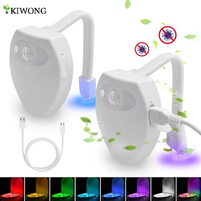 Toilet Night Light With Motion Sensor Activated LED 8 Colors Changing Toilet Bowl Illuminate Nightlight for Bathroom Water Fauce