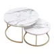 2Pcs Coffee Table Round 2 in 1 End Side Table Desk Nordic Marble Glass Home Sofa Tables Living Room