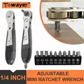 Mini Ratchet Wrench Screwdriver 1/4 Hex Adjustable Quick Release Socket Handle Repair Hand Tool For