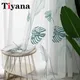 Nordic Tropical Embroidery Leaves Sheer Tulle Bedroom Curtains For Living Room Window Voile Curtain