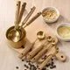 8Pcs Stainless Steel Measuring Cup Gold-plated Measuring Spoon Acacia Wood Handle Measuring Spoon
