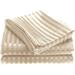 1800 Series Wrinckle Resistant 3 Piece Twin Size Embossed Stripe Sheet Set - Ivory