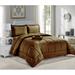 Ultra Lush Queen Size Down Alternative 8 Piece Bed in a Bag Embossed Stripe Comforter Set - Chocolate