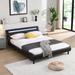 Curve Design Platform Bed Sleigh-Shaped Bed with Adjustable Curved Headboard, LED Light Low-Profile Platform Bed