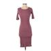 Lularoe Casual Dress - Midi Scoop Neck Short sleeves: Burgundy Print Dresses - Women's Size X-Small