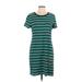Calvin Klein Casual Dress - Shift: Teal Stripes Dresses - Women's Size Large