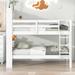 Wood Loft Bed Twin-Twin Bunk Bed w/ Bookcase Headboard & Fence, White