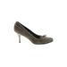 Salvatore Ferragamo Heels: Pumps Kitten Heel Work Gray Print Shoes - Women's Size 8 - Round Toe