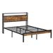 Industrial Style Metal Bed Frame with Power Outlet & USB Port