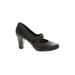 Aerosoles Heels: Slip On Chunky Heel Work Black Print Shoes - Women's Size 7 1/2 - Round Toe
