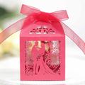 Laser Cut Love Candy Boxes Favor Boxes Bride and Bridegroom Candy Gift Box with Ribbon Laser Cut Couple Design Wedding Parties Favors Decorations Paper Candy Box for Wedding Favor
