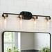 Modern 4-Light Black Gold Linear Bathroom Vanity Lights Cylinder Clear Glass Wall Sconces - 29 L x 5.5 W x 10 H