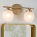 Modern Glam 2-light Bathroom Vanity Light Powder Room Wall Sconce Light with Frosted Glass Shades - L 14 x W 6.5 x H 8